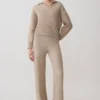 Pantalones de punto de pierna ancha Evan – Beige jaspeado Pantalones de punto de pierna ancha Evan – Beige jaspeado