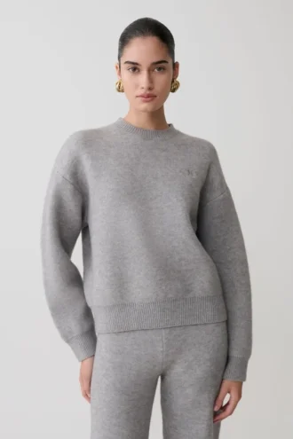 Jersey de punto oversize Lulu – Gris jaspeado