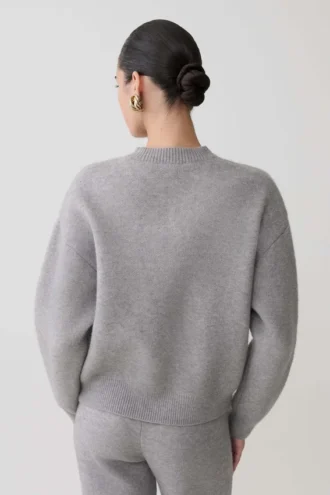 Jersey de punto oversize Lulu – Gris jaspeado