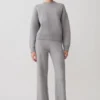 Pantalones de pierna ancha de punto Evan – Gris jaspeado Pantalones de pierna ancha de punto Evan – Gris jaspeado