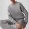 Pantalones de pierna ancha de punto Evan – Gris jaspeado Pantalones de pierna ancha de punto Evan – Gris jaspeado