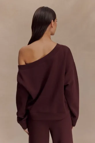 Jersey holgado de cuello redondo Aiden – Chocolate