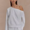 Jersey holgado de cuello redondo Aiden – Marfil Jersey holgado de cuello redondo Aiden – Marfil