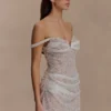 Minivestido ajustado con pedrería Connie – Color nude Minivestido ajustado con pedrería Connie – Color nude