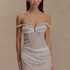Minivestido ajustado con pedrería Connie – Color nude Minivestido ajustado con pedrería Connie – Color nude