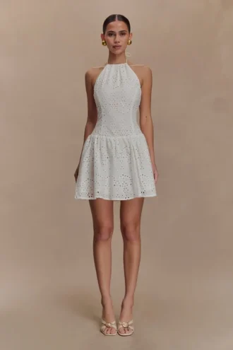 Minivestido Carlina Broderie – Blanco