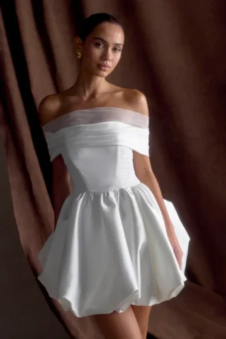 Minivestido con hombros al aire Lauretta – Blanco