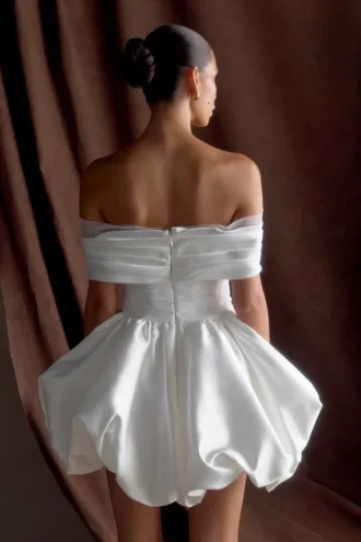 Minivestido con hombros al aire Lauretta – Blanco