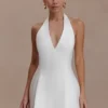 Minivestido de algodón con cuello halter Nelly – Blanco Minivestido de algodón con cuello halter Nelly – Blanco