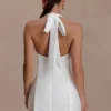 Minivestido de algodón con cuello halter Nelly – Blanco Minivestido de algodón con cuello halter Nelly – Blanco