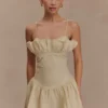 Minivestido de algodón con volantes Janis – Nude Minivestido de algodón con volantes Janis – Nude