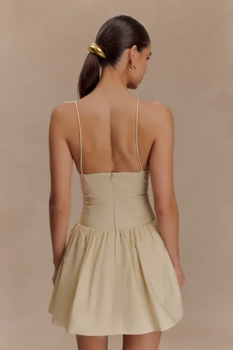 Minivestido de algodón con volantes Janis – Nude