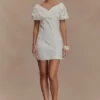 Minivestido de Denim con hombros descubiertos Pascale – Blanco Minivestido de Denim con hombros descubiertos Pascale – Blanco