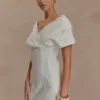 Minivestido de Denim con hombros descubiertos Pascale – Blanco Minivestido de Denim con hombros descubiertos Pascale – Blanco