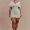 Minivestido de Denim con hombros descubiertos Pascale – Blanco Minivestido de Denim con hombros descubiertos Pascale – Blanco