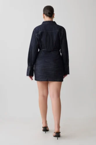 Minivestido de Denim de manga larga Zarah – Rayas diplomáticas índigo
