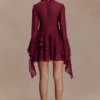 Minivestido de gasa con volantes Nimah – Vino Minivestido de gasa con volantes Nimah – Vino