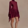 Minivestido de gasa con volantes Nimah – Vino Minivestido de gasa con volantes Nimah – Vino