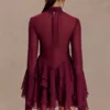 Minivestido de gasa con volantes Nimah – Vino Minivestido de gasa con volantes Nimah – Vino