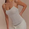 Minivestido de punto con giro Laurie – Marfil