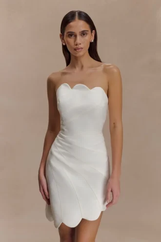 Minivestido de satén Atenea – Blanco
