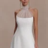 Minivestido de traje Riley con cuello halter – Marfil Minivestido de traje Riley con cuello halter – Marfil