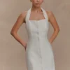Minivestido halter de lino Anya – Oat Marle Minivestido halter de lino Anya – Oat Marle