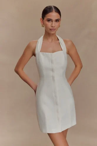 Minivestido halter de lino Anya – Oat Marle