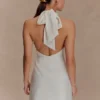 Minivestido halter de lino Anya – Oat Marle Minivestido halter de lino Anya – Oat Marle