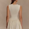Minivestido Sharon de jersey scuba – Marfil Minivestido Sharon de jersey scuba – Marfil