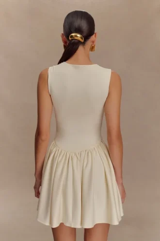 Minivestido Sharon de jersey scuba – Marfil