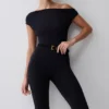 Mono de modal con un solo hombro de Anh – Negro Mono de modal con un solo hombro de Anh – Negro