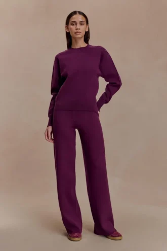 Pantalón de punto Lauren – Ciruela