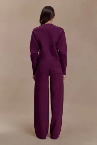 Pantalón de punto Lauren – Ciruela