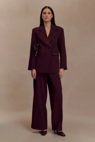 Pantalón de traje de pierna ancha Arlo – Caoba