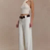 Pantalón de traje de pierna ancha Arlo – Marfil Pantalón de traje de pierna ancha Arlo – Marfil