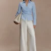Pantalón de traje de pierna ancha Arlo – Marfil Pantalón de traje de pierna ancha Arlo – Marfil