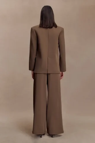 Pantalón de traje de pierna ancha Arlo – Marrón cacao