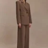 Pantalón de traje de pierna ancha Arlo – Marrón cacao Pantalón de traje de pierna ancha Arlo – Marrón cacao