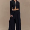 Pantalón jogger ancho fruncido Aspen – Negro Pantalón jogger ancho fruncido Aspen – Negro