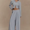 Pantalón jogger Aspen fruncido de pierna ancha – Gris claro jaspeado Pantalón jogger Aspen fruncido de pierna ancha – Gris claro jaspeado