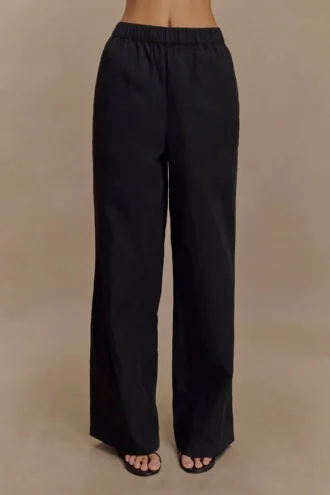 Pantalones anchos de algodón Campbell – Negro