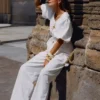 Pantalones anchos de algodón Janayia – Blanco Pantalones anchos de algodón Janayia – Blanco
