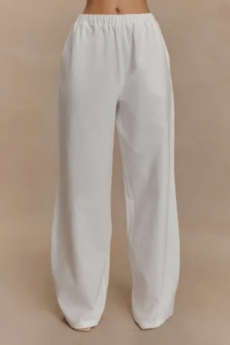 Pantalones anchos de algodón Janayia – Blanco
