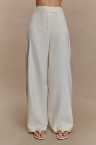 Pantalones anchos de lino Cyrene – Oat Marle
