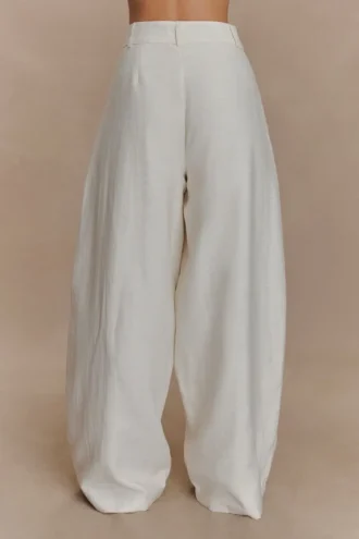 Pantalones anchos de lino Cyrene – Oat Marle