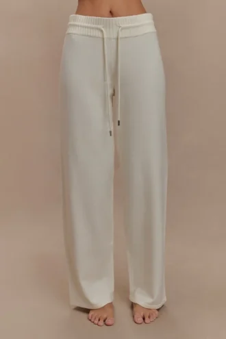 Pantalones anchos de punto Natalya – Marfil