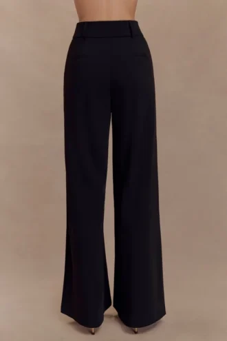 Pantalones anchos plisados Jacqueline – Negro