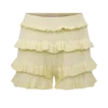 Pantalones bombachos con volantes de punto calado Amy – Limón Pantalones bombachos con volantes de punto calado Amy – Limón