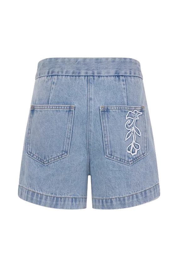 Pantalones cortos bordados Kylee – Azul medio Pantalones cortos bordados Kylee – Azul medio